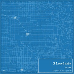 Blueprint US city map of Floydada, Texas.