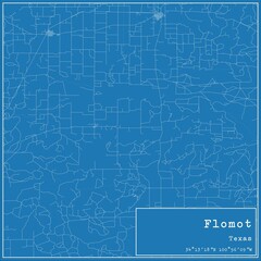 Blueprint US city map of Flomot, Texas.