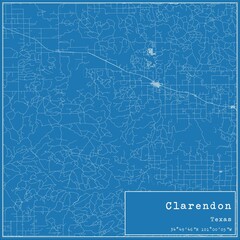 Blueprint US city map of Clarendon, Texas.