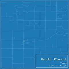 Blueprint US city map of South Plains, Texas.