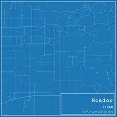 Blueprint US city map of Mcadoo, Texas.
