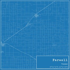 Blueprint US city map of Farwell, Texas.