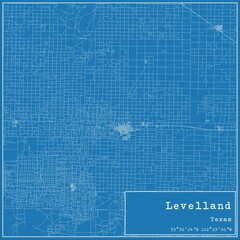 Blueprint US city map of Levelland, Texas.