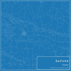 Blueprint US city map of Lefors, Texas.