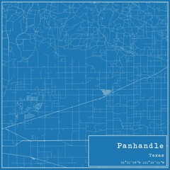Blueprint US city map of Panhandle, Texas.