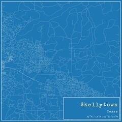 Blueprint US city map of Skellytown, Texas.