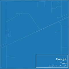 Blueprint US city map of Pampa, Texas.