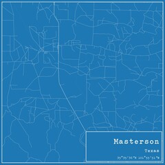 Blueprint US city map of Masterson, Texas.