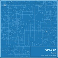 Blueprint US city map of Gruver, Texas.