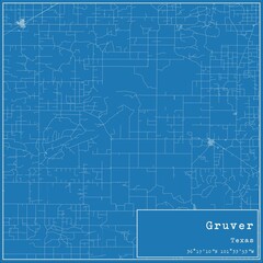Fototapeta premium Blueprint US city map of Gruver, Texas.