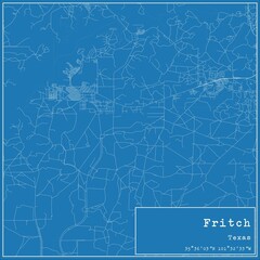 Blueprint US city map of Fritch, Texas.