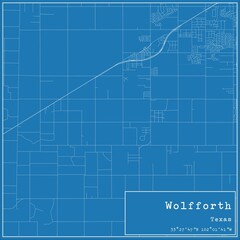 Blueprint US city map of Wolfforth, Texas.