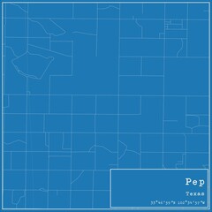 Blueprint US city map of Pep, Texas.