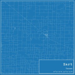 Blueprint US city map of Hart, Texas.