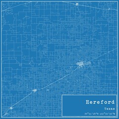 Blueprint US city map of Hereford, Texas.