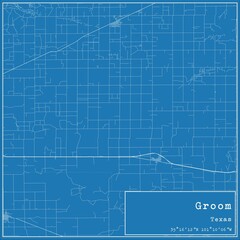 Fototapeta premium Blueprint US city map of Groom, Texas.