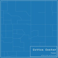 Blueprint US city map of Cotton Center, Texas.
