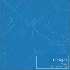 Blueprint US city map of Ellinger, Texas.