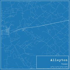 Blueprint US city map of Alleyton, Texas.