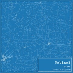 Blueprint US city map of Sabinal, Texas.