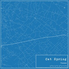 Blueprint US city map of Cat Spring, Texas.