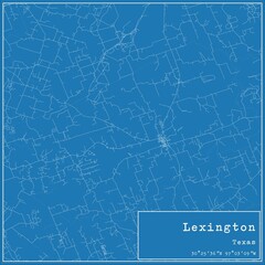 Blueprint US city map of Lexington, Texas.