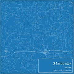 Blueprint US city map of Flatonia, Texas.