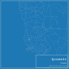 Blueprint US city map of Quemado, Texas.