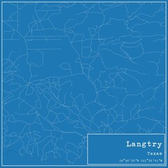 Blueprint US city map of Langtry, Texas.