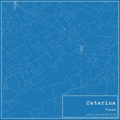 Blueprint US city map of Catarina, Texas.