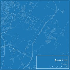 Obraz premium Blueprint US city map of Austin, Texas.