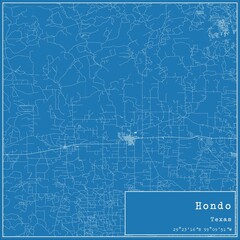 Blueprint US city map of Hondo, Texas.