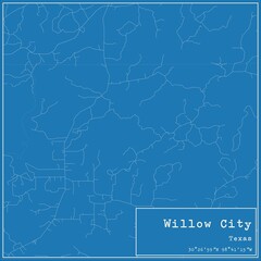 Obraz premium Blueprint US city map of Willow City, Texas.