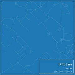 Blueprint US city map of Ottine, Texas.
