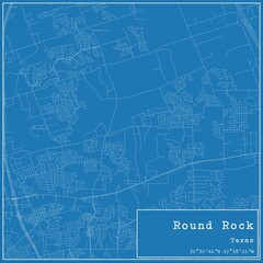 Blueprint US city map of Round Rock, Texas.