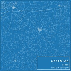 Blueprint US city map of Gonzales, Texas.