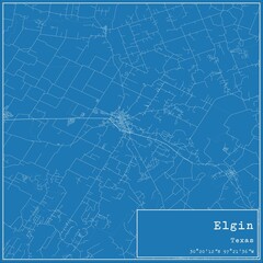 Blueprint US city map of Elgin, Texas.