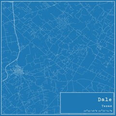 Blueprint US city map of Dale, Texas.