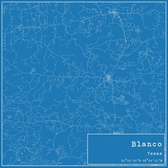 Blueprint US city map of Blanco, Texas.