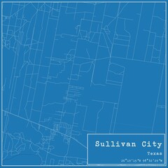 Blueprint US city map of Sullivan City, Texas.