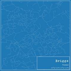 Obraz premium Blueprint US city map of Briggs, Texas.