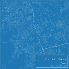 Blueprint US city map of Cedar Park, Texas.