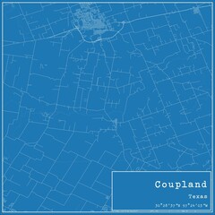 Blueprint US city map of Coupland, Texas.