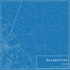 Blueprint US city map of Georgetown, Texas.