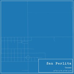 Blueprint US city map of San Perlita, Texas.