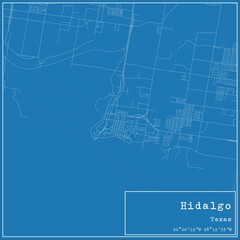 Blueprint US city map of Hidalgo, Texas.