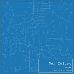 Fototapeta premium Blueprint US city map of San Isidro, Texas.