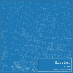 Blueprint US city map of Mission, Texas. © Rezona