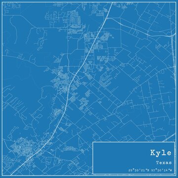 Blueprint US city map of Kyle, Texas.