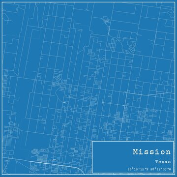 Blueprint US city map of Mission, Texas.